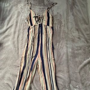 Striped Keyhole Junpsuit